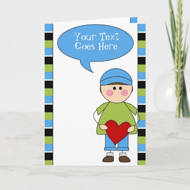 Cartes Pour Fêtes Annuelles petit garçon avec un coeur (Devant)
