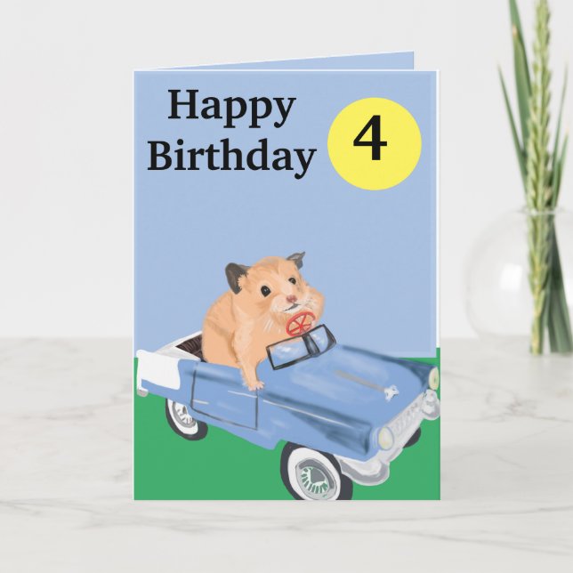 Cartes Pour Fêtes Annuelles Petit hamster mignon Conduire un anniversaire de v (Devant)