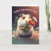 Petit Hamster sucré aux fleurs Saint-Valentin