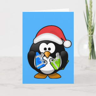 Cartes Pour Fêtes Annuelles Petit manchot de Noël animé