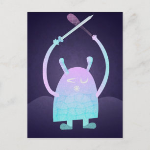 Cartes Pour Fêtes Annuelles Petit Monstre Bleu Mignon