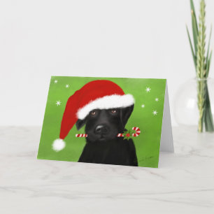 Cartes Pour Fêtes Annuelles Petit Noël Labrador de l'aide de Père Noël