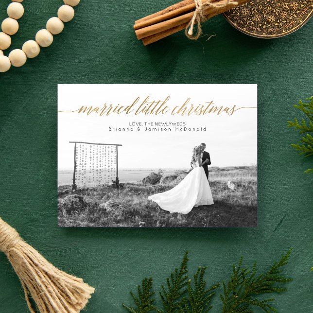 Cartes Pour Fêtes Annuelles Petit Noël marié photo neuve | Or (Créateur téléchargé)