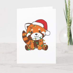 Cartes Pour Fêtes Annuelles Petit panda roux Noël Animaux d'hiver Petits panda