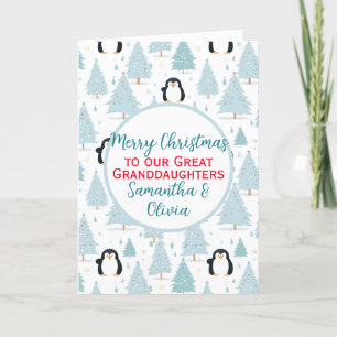 Cartes Pour Fêtes Annuelles Petit pingouin de Noël Grande petite-fille