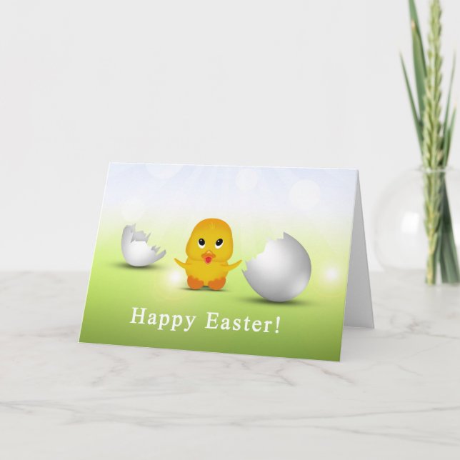 Cartes Pour Fêtes Annuelles Petit poussin heureux mignon de bébé de Pâques (Devant)