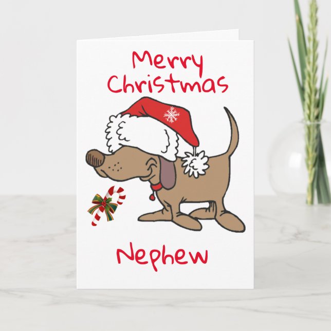 CARTES POUR FÊTES ANNUELLES PETIT PUPPY DIT **MERCI NOËL NEPHEW** (Devant)