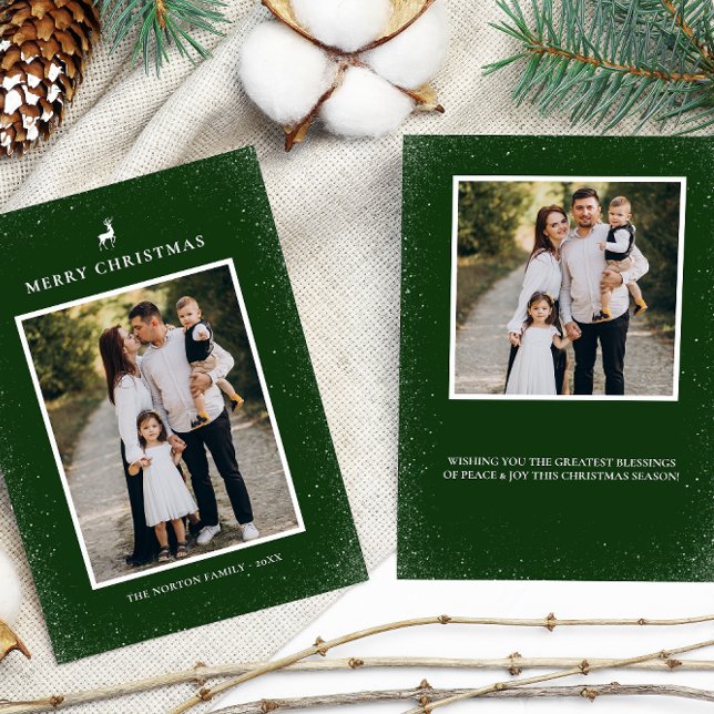 Cartes Pour Fêtes Annuelles Petit renne Snowflakes Simple Custom 2 Photo (Créateur téléchargé)
