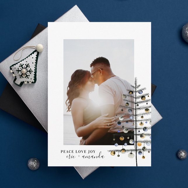 Cartes Pour Fêtes Annuelles Petit sapin de Noël Paix Amour Joie Photo (Créateur téléchargé)