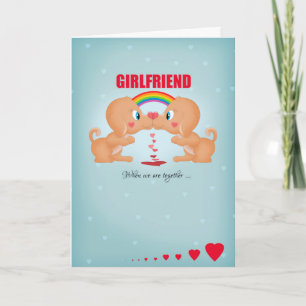Cartes Pour Fêtes Annuelles Petite amie Lesbienne Saint Valentin Baiser Chiens