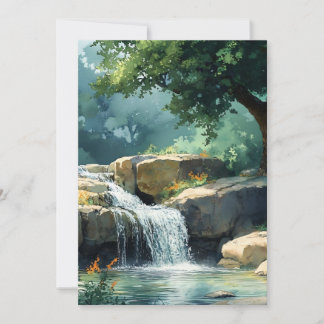 Cartes Pour Fêtes Annuelles Petite Cascade En Aquarelle