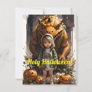 Cartes Pour Fêtes Annuelles Petite Citrouille Goblin Dinosaur