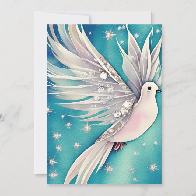Cartes Pour Fêtes Annuelles Petite colombe blanche aux ailes éthérées (Devant)