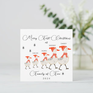 Cartes Pour Fêtes Annuelles Petite famille d'oies cinq premiers Noël