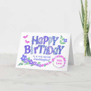 Cartes Pour Fêtes Annuelles Petite-fille Anniversaire rose et bleu