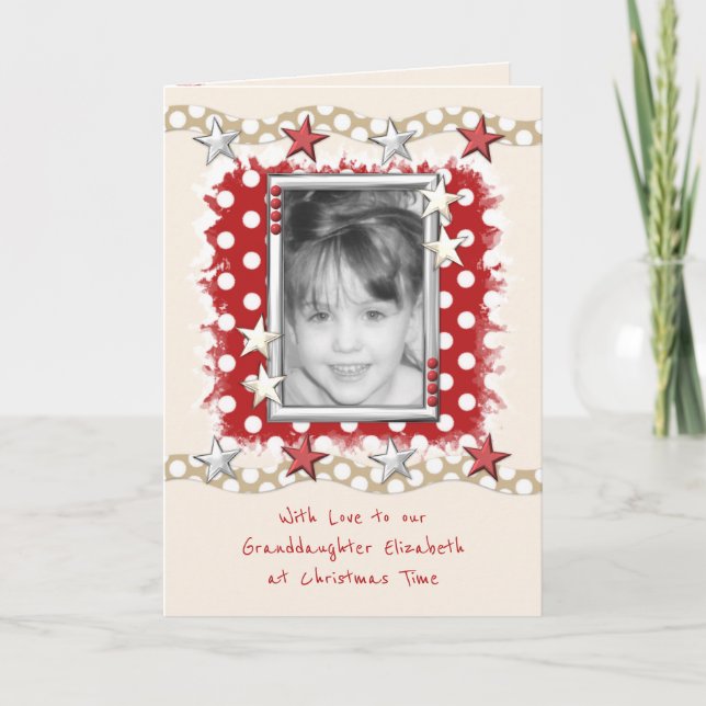 Cartes Pour Fêtes Annuelles Petite-fille avec amour à Noël rouge (Devant)