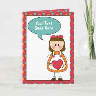 Cartes Pour Fêtes Annuelles petite fille avec un coeur