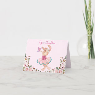 Cartes Pour Fêtes Annuelles Petite-fille Bunny Ballerina Rose Fille Florale