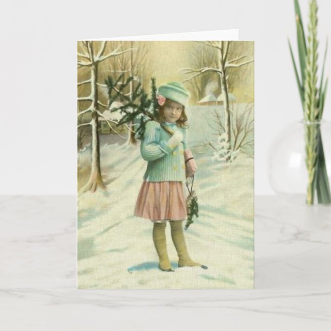 Cartes Pour Fêtes Annuelles Petite fille en hiver (Devant)