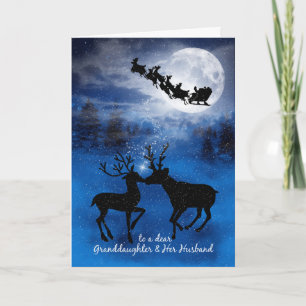 Cartes Pour Fêtes Annuelles Petite-fille et mari Baiser Reindeer