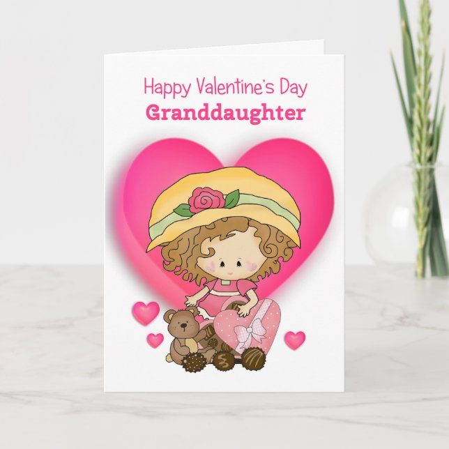 Cartes Pour Fêtes Annuelles Petite-fille, Heureuse Sainte-Valentin (Devant)