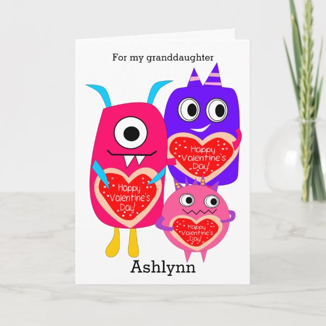 Cartes Pour Fêtes Annuelles Petite fille Heureuse Sainte-Valentin Monsters (Devant)