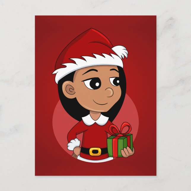 Cartes Pour Fêtes Annuelles Petite fille hispanique aux cheveux noirs longs (Devant)