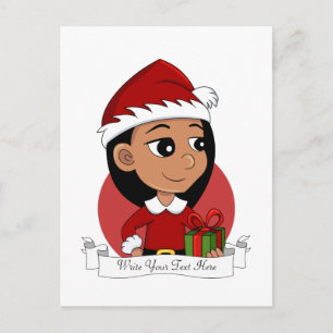 Cartes Pour Fêtes Annuelles Petite fille hispanique aux cheveux noirs longs