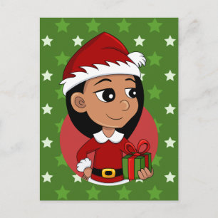 Cartes Pour Fêtes Annuelles Petite fille hispanique aux cheveux noirs longs