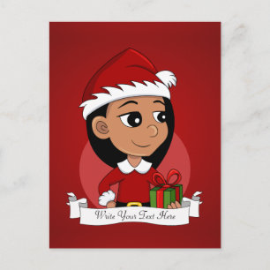 Cartes Pour Fêtes Annuelles Petite fille hispanique aux cheveux noirs longs