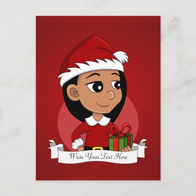 Cartes Pour Fêtes Annuelles Petite fille hispanique aux cheveux noirs longs (Devant)