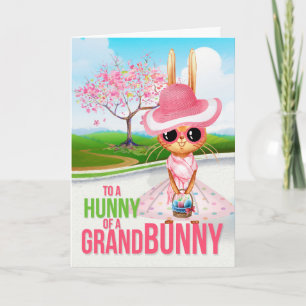 Cartes Pour Fêtes Annuelles Petite-fille Hunny sur un grand lapin Pâques