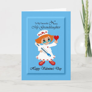 Cartes Pour Fêtes Annuelles Petite-fille / Infirmière - Heureuse Sainte-Valent