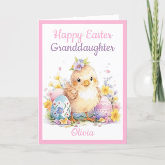 Cartes Pour Fêtes Annuelles Petite-fille Joyeux oeuf de poussin de Pâques mign