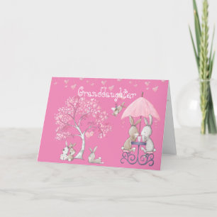 Cartes Pour Fêtes Annuelles Petite-fille Lapin Rose Cute Aquarelle Valentine