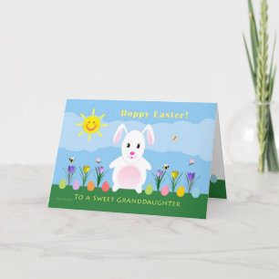 Cartes Pour Fêtes Annuelles Petite-fille Pâques de houblon - lapin de Pâques