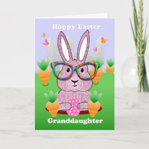 Cartes Pour Fêtes Annuelles Petite-Fille, Pâques Vermeuse Avec Lunettes De Lap