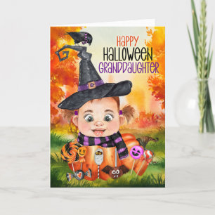 Cartes Pour Fêtes Annuelles Petite-fille Petite Sorcière Raven Halloween Citro