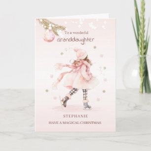 Cartes Pour Fêtes Annuelles Petite fille rose Noël Fille/ Petite-fille 