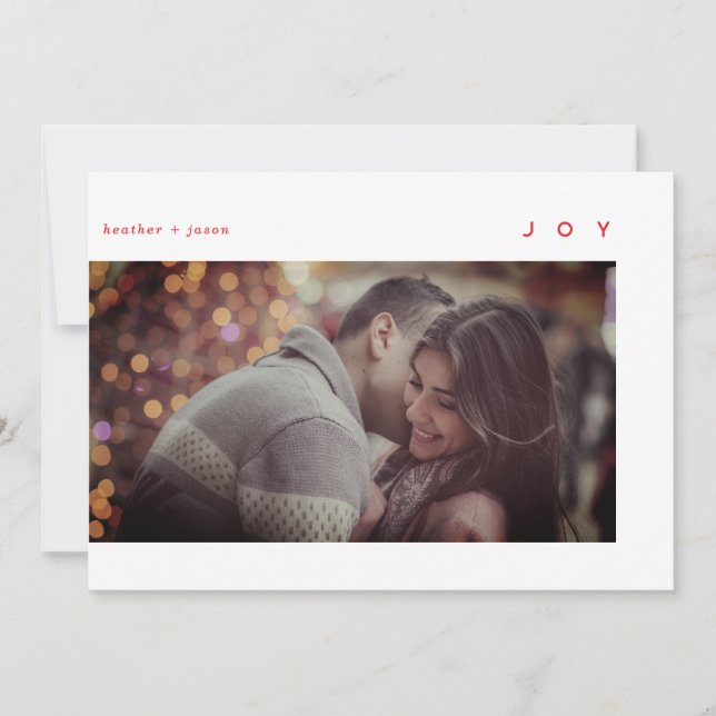 Cartes Pour Fêtes Annuelles Petite Joie Moderne Photo Rouge Blanc (Devant)