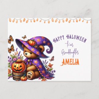 Cartes Pour Fêtes Annuelles Petite Ourse Sorcière Halloween Petite-Fille