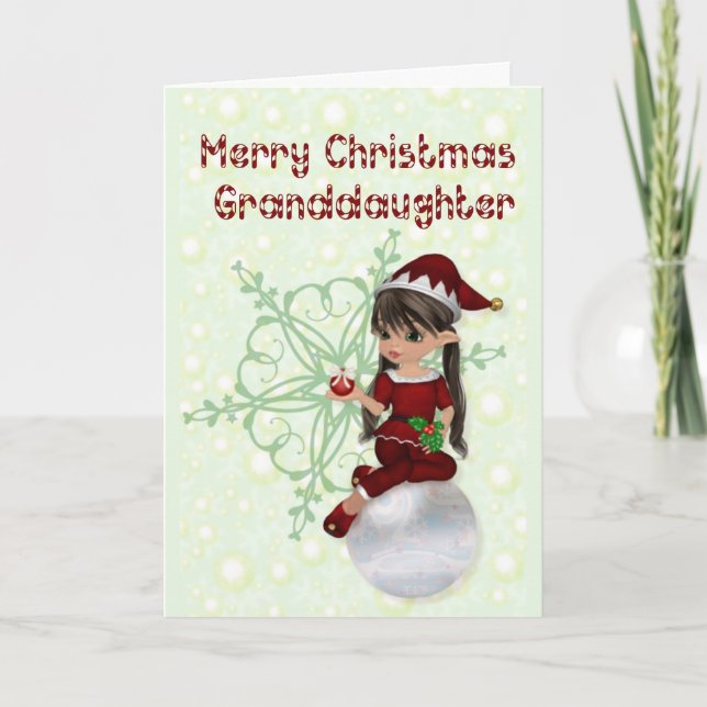 Cartes Pour Fêtes Annuelles Petite petite-fille de Joyeux Noël d'Elf (Devant)