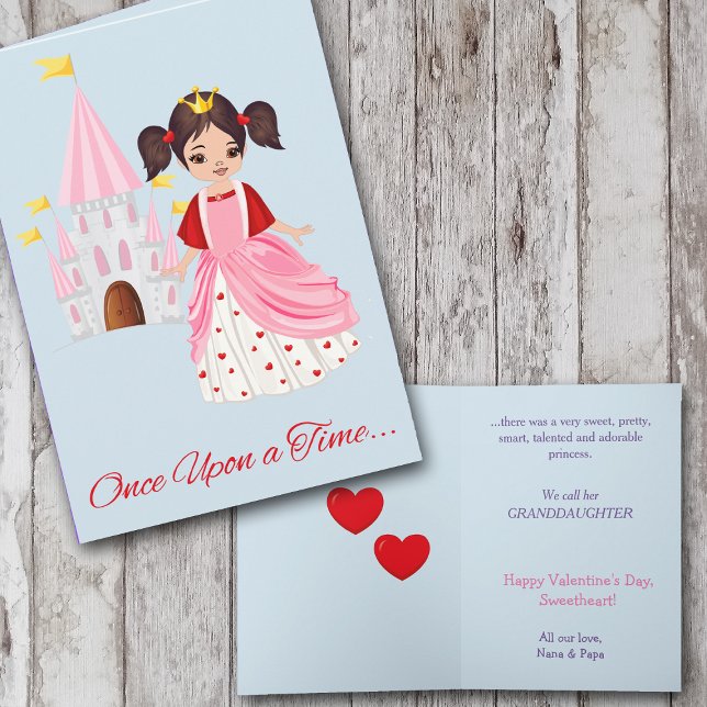Cartes Pour Fêtes Annuelles Petite princesse Petite-fille Valentine Brunette (Créateur téléchargé)