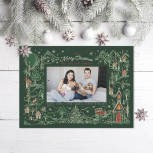 Cartes Pour Fêtes Annuelles Petite scène hivernale de ville illustrée en photo
