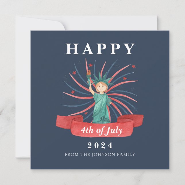 Cartes Pour Fêtes Annuelles Petite Statue De La Liberté 4 juillet (Devant)