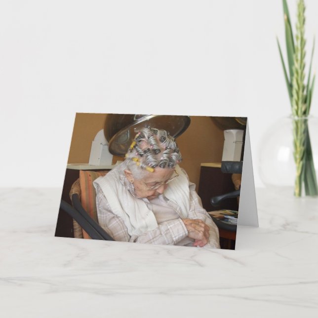 Cartes Pour Fêtes Annuelles Petite vieille Madame dormant sous le (Devant)