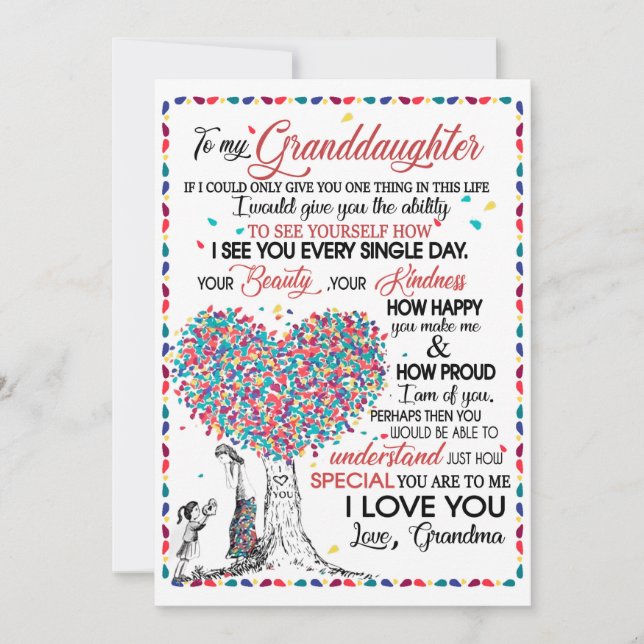 Cartes Pour Fêtes Annuelles Petites-filles amantes | Lettre à ma petite-fille (Devant)