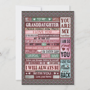 Cartes Pour Fêtes Annuelles Petites-filles amantes Lettre à ma petite-fille
