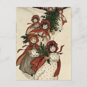 Cartes Pour Fêtes Annuelles Petites filles avec Holly et l'arbre de Noël