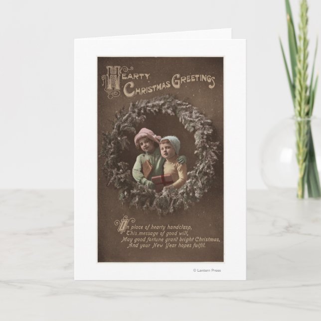 Cartes Pour Fêtes Annuelles Petits enfants dans Armclasp (Devant)